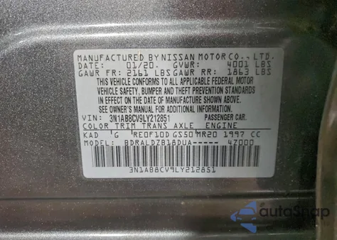 2020 Nissan Sentra Sv z USA, uszkodzony, nr VIN 3N1AB8CV9LY212851